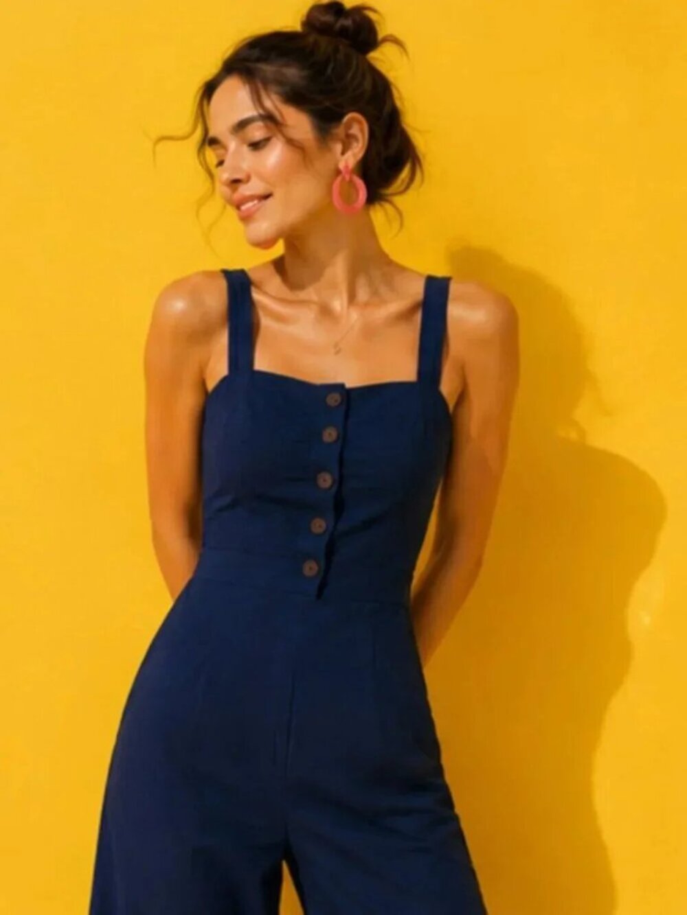 STAUD Boats At The Dock Button Up Deep Blue Jumpsuit - Picture 5 of 10